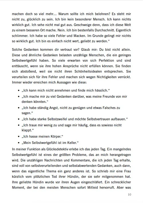 Buchseite 10 mit Fortsetzung des Textabschnitts über Selbstzweifel und Glaubenssätze