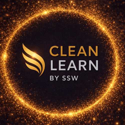 CleanLearn Logo mit goldenem Feder-Symbol und Glittereffekt auf schwarzem Hintergrund