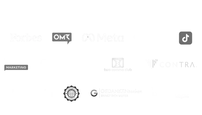 Starte Facebook & Instagram Ads – Videokurs für Social-Media-Ads 7 Partner-Logos für Online-Marketing-Plattformen wie OMZ, TikTok, Google und Marketing-Services