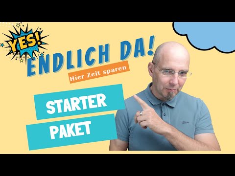 Videostandbild von Mann vor gelbem Hintergrund mit Text YES endlich da und Starterpaket