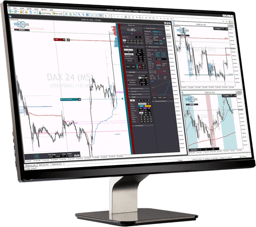 StereoTrader-Handelsplattform auf Monitor mit Chartsanalyse und Handelsoberfläche
