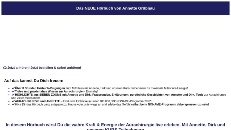 Sternschnuppen unserer Millionaires – Hörbuch über Aurachirurgie