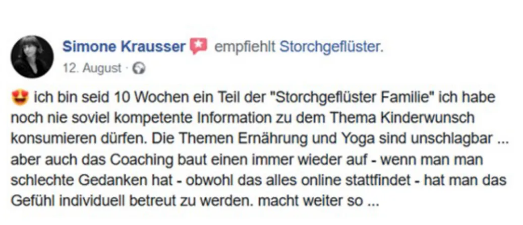 Simone, Autorin von Ernährungskurs storchgeflüster