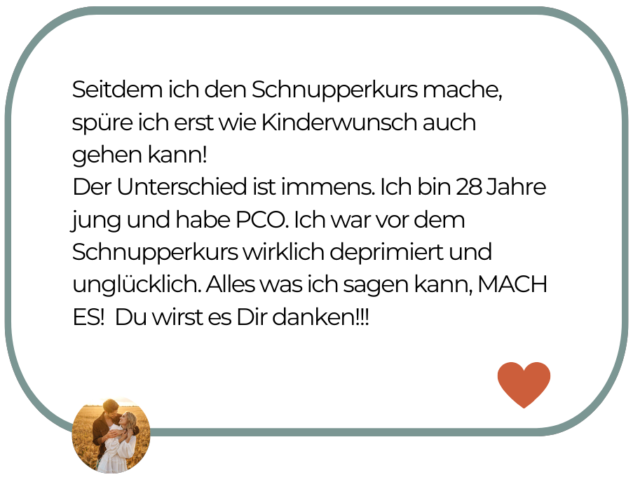 Kundenstimme einer 28-jährigen PCO-Patientin über emotionale Verbesserung nach dem Schnupperkurs