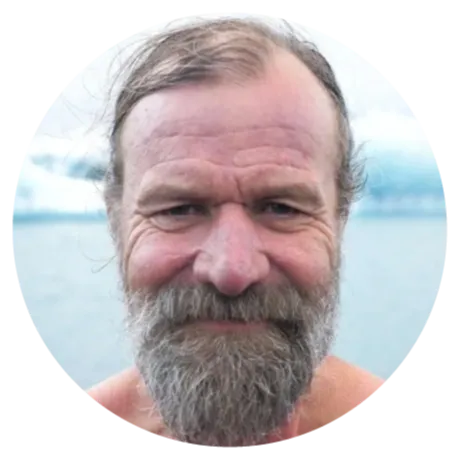 Stress Master – Videokurs für innere Ruhe von Maxim Mankevich 6 Porträt von Wim Hof mit Bart vor Wasserkulisse