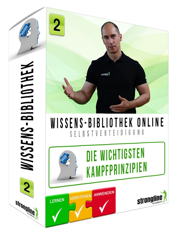Wissens-Bibliothek Bonus Die wichtigsten Kampfprinzipien mit Trainer und grünem Hintergrund