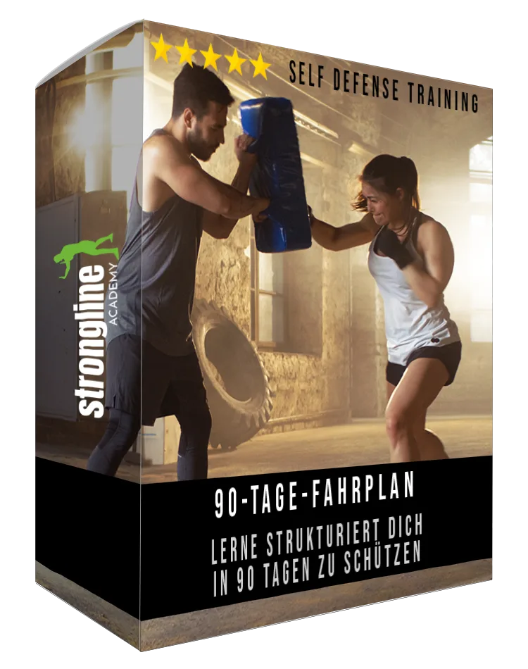 Produktbox 90-Tage-Fahrplan mit Paar beim Boxtraining mit Sandsack in Trainingsraum