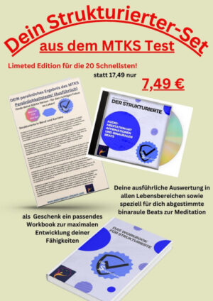 Strukturiert-Typ-Paket – Mockup mit MTKS Auswertung, Audio-CD und Workbook