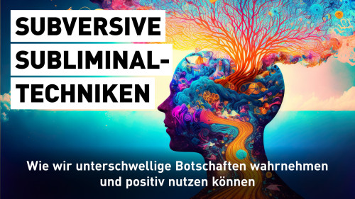 Banner zu Subversive Subliminal-Techniken von Vera F. Birkenbihl mit buntem Kopfprofil