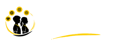 Talentprogramm Logo mit drei Silhouetten und gelbem Element