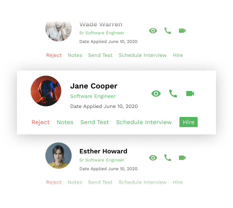 Talent – Mitgliedschaft für Remote-Recruiting von Benjamin Schneider 8 Jobmofy Kandidatenauswahl Interface mit Wade Warren, Jane Cooper, Esther Howard