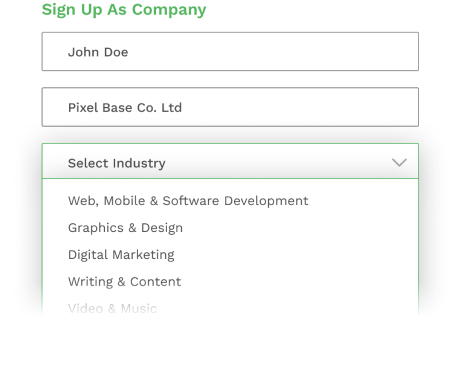 Talent – Mitgliedschaft für Remote-Recruiting von Benjamin Schneider 4 Jobmofy Sign Up Formular, Unternehmensregistrierung mit Industrieauswahl
