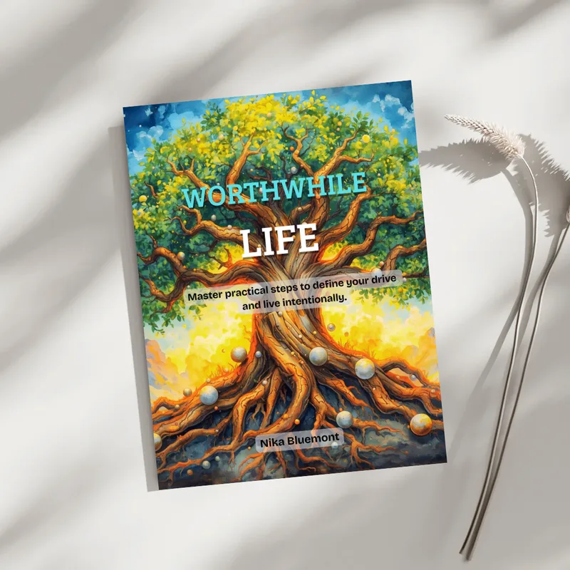 Buchcover Worthwhile Life von Nika Bluemont mit leuchtendem Baum