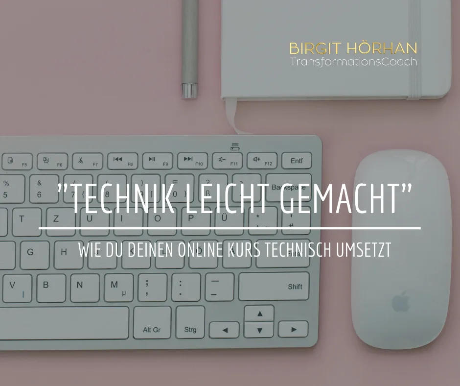 Hero-Bild DIY-Workshop Technik leicht gemacht, größeres Format mit Tastatur, Maus und Birgit Hörhan Branding