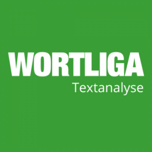 Wortliga Textanalyse Logo weiß auf grünem Hintergrund