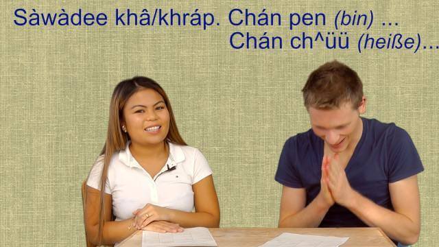 Videostandbild mit Frau und Mann beim Thai-Crashkurs mit Aussprachebeispielen