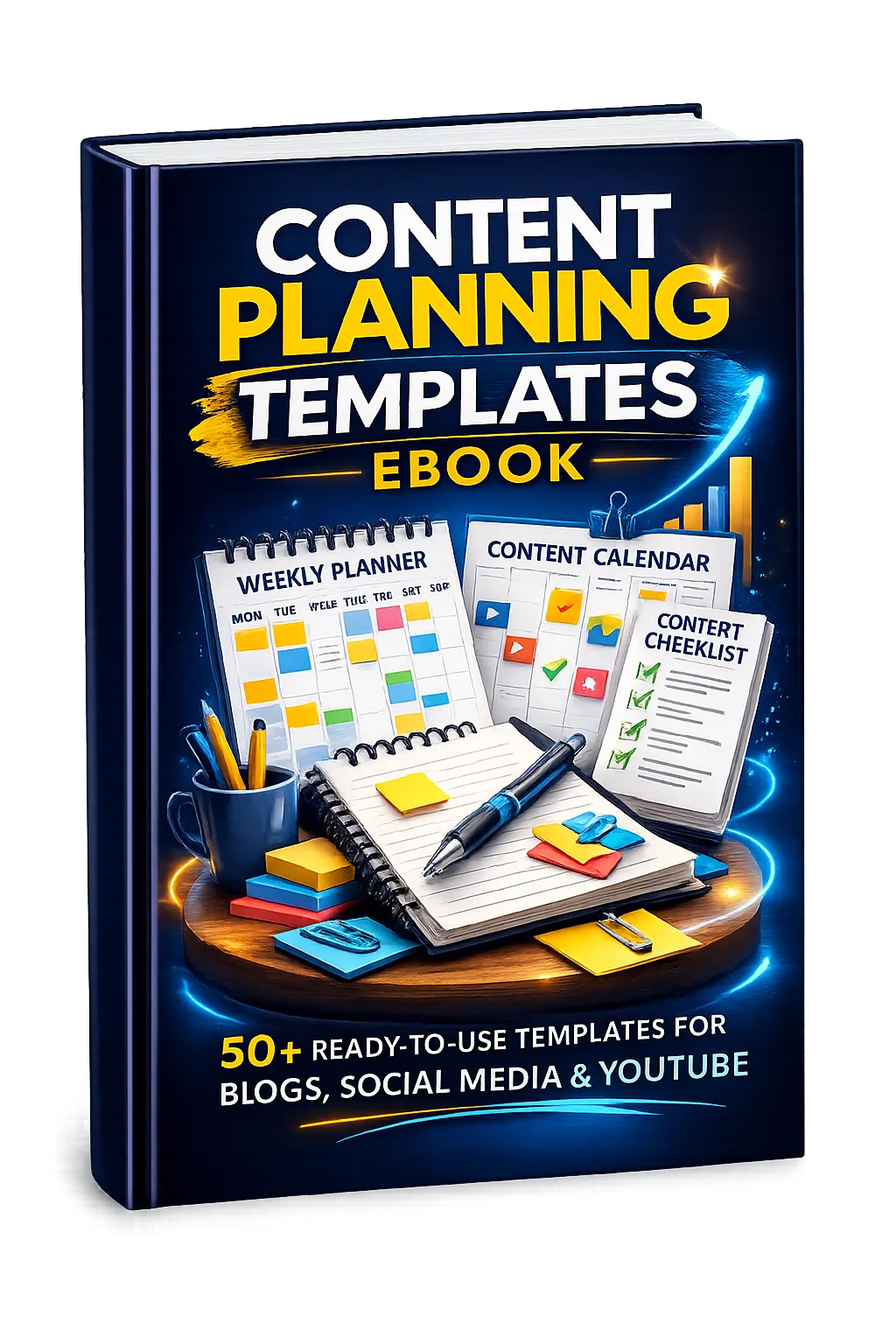 Content Planning Templates Ebook mit Planer, Kalender und Checklisten-Mockups