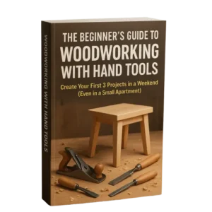 The Beginner's Guide to Woodworking with Hand Tools Buchcover mit Hocker und Werkzeugen