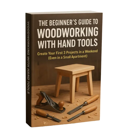 The Beginner's Guide to Woodworking with Hand Tools Buchcover mit Hocker und Werkzeugen