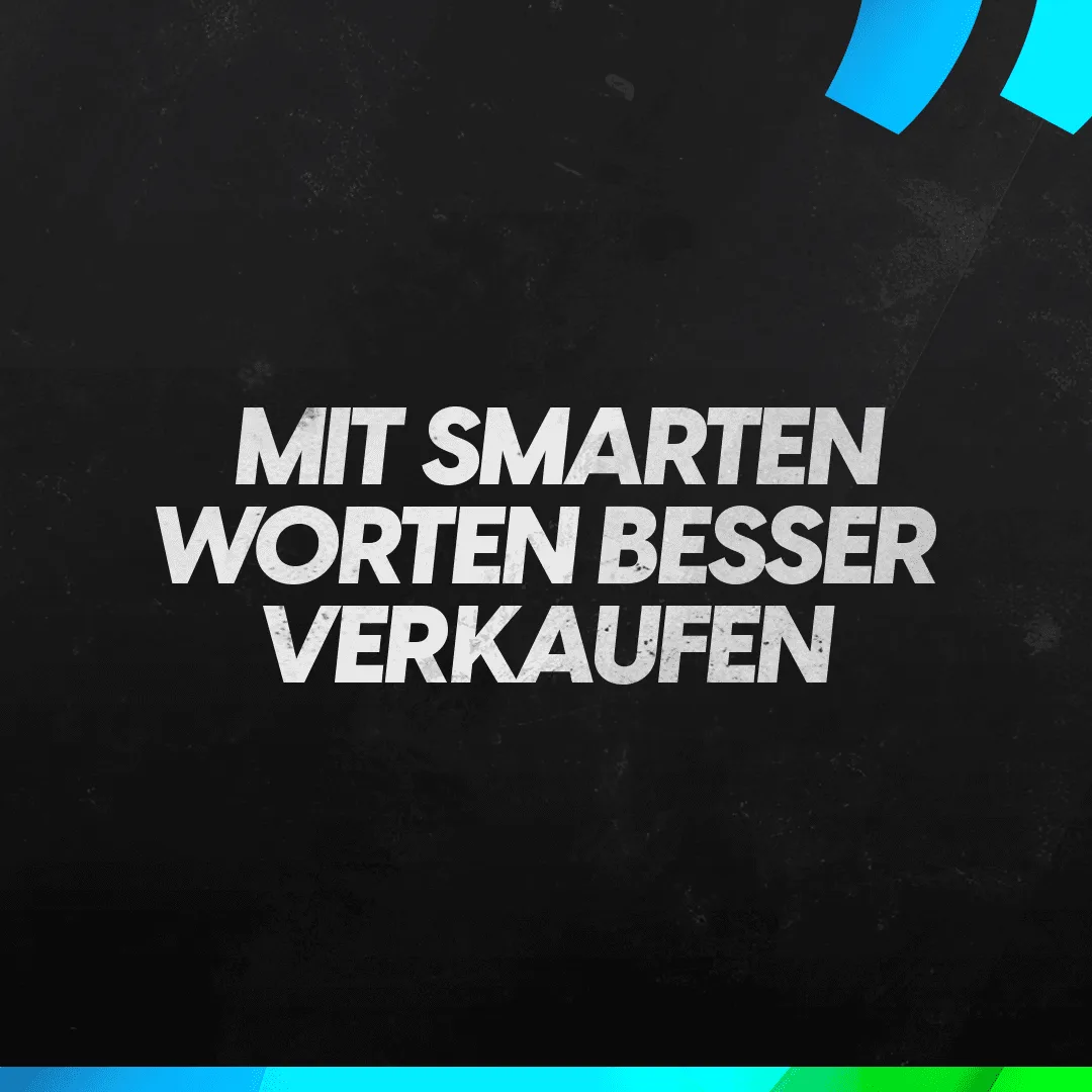 Social Media Post mit Text Mit smarten Worten besser verkaufen auf dunklem Hintergrund