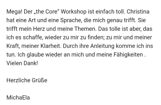 Kundenstimme zu The Core Videokurs