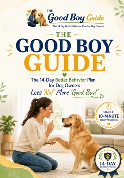 The Good Boy Guide E-Book-Cover mit Frau und Golden Retriever, 256×366 Pixel
