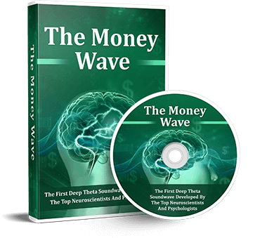 The Money Wave Audioprogram Cover mit grünem Design, Gehirn-Visualisierung und DVD