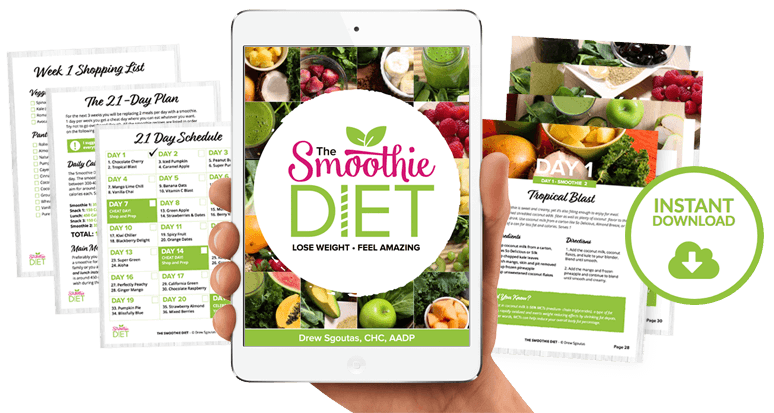 Mockup The Smoothie Diet auf Tablet mit Einkaufsliste, 21-Day Plan und Rezeptkarten