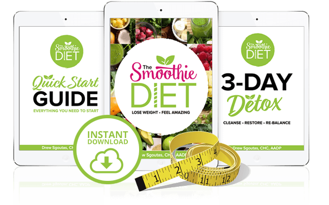 Mockup von drei Tablets mit The Smoothie Diet Guides und Maßstab