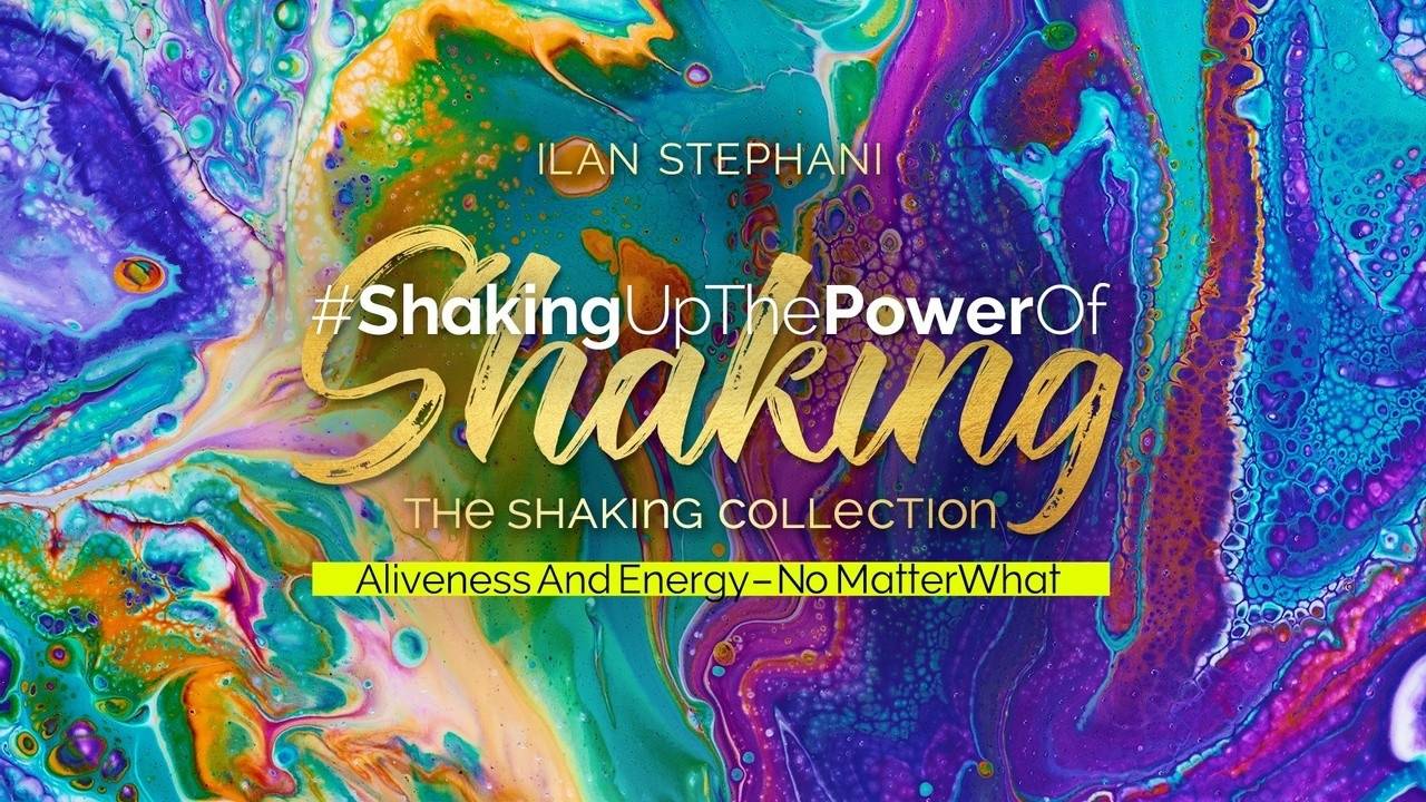 Hero-Bild The Shaking Collection mit buntem Flüssig-Marmor-Hintergrund, goldener Schrift und Ilan Stephani Name