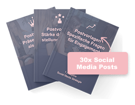 30x Social Media Posts Modul mit vier überlagerten Kartenvorschaubildern in Dunkelblau
