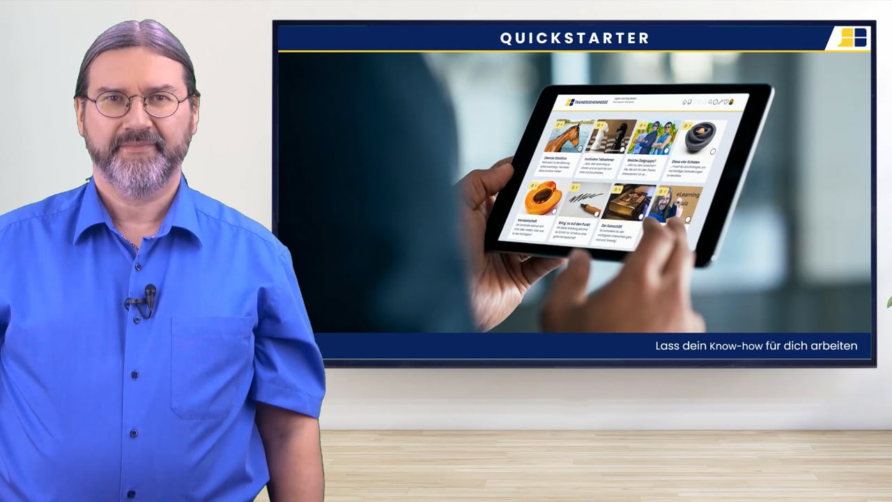 Michael Smetana präsentiert Quick-Starter Plattform auf Tablet-Screen