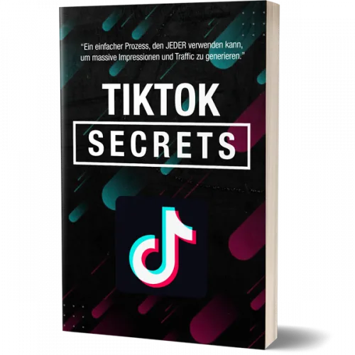 E-Book Cover TikTok Secrets von diarat mit TikTok-Logo und Zitat auf schwarzem Hintergrund