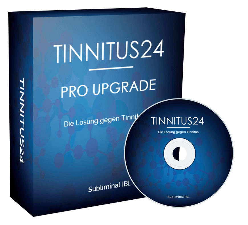 Tinnitus24 Pro Upgrade Produktbox mit DVD in 3D-Perspektive