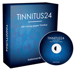 Tinnitus24 Produktbox mit DVD und Verpackung in Dunkelblau