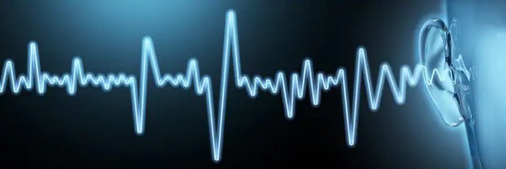 Schallwellenmuster mit Kopfhörer und türkisem Frequenzspektrum