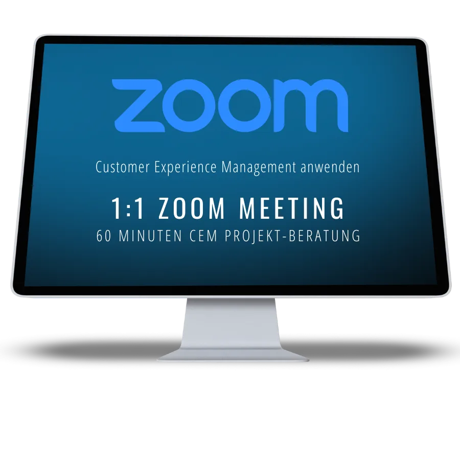 Monitor-Mockup mit Zoom Meeting Angebot für CEM 1:1 Projekt-Beratung