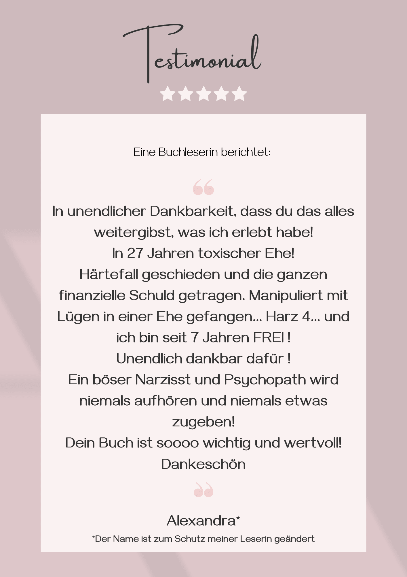 Testimonial von Alexandra über 27 Jahre toxische Ehe und Befreiung