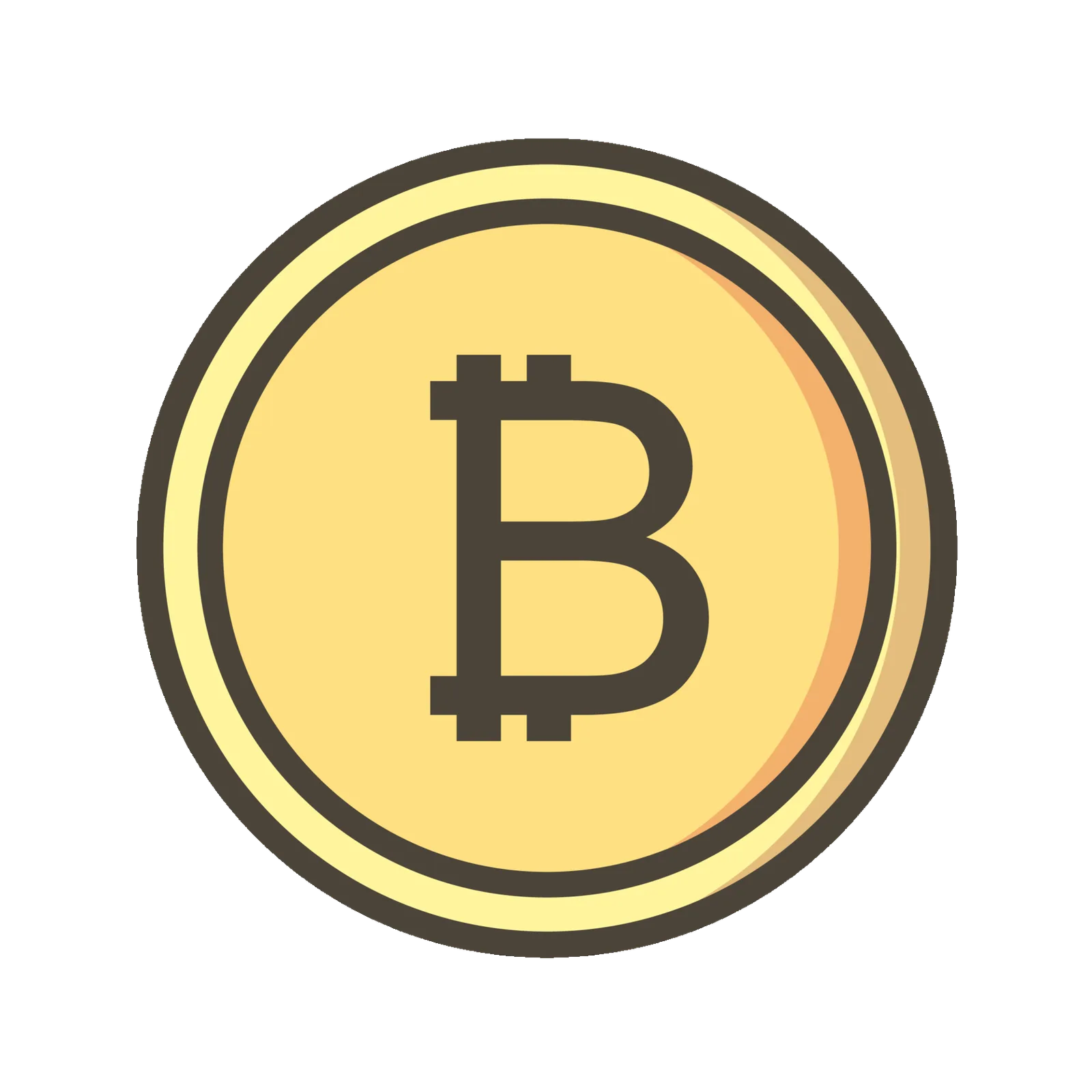 Bitcoin-Münze mit gelbem Hintergrund und schwarzem Rand