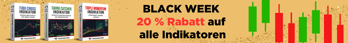 Black Week Promotion 20% Rabatt auf alle TradingView Indikatoren Fibo Cross Triple Momentum