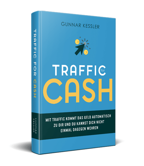 Traffic for Cash Buchcover von Gunnar Kessler in Blau und Gold mit Pfeil-Symbol