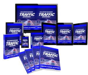 Produktmockup des Traffic generieren Kurses auf verschiedenen Geräten wie Desktop, Tablet und Smartphone