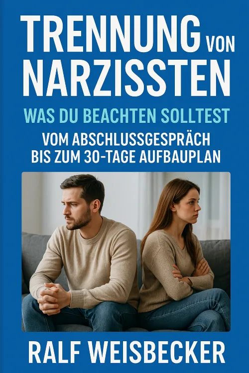E-Book Cover Trennung vom Narzissten von Ralf Weisbecker mit zwei Personen auf Sofa
