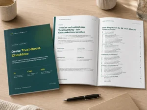 Trust-Boost-Checkliste 2026 auf Laptop, Tablet und Smartphone angezeigt