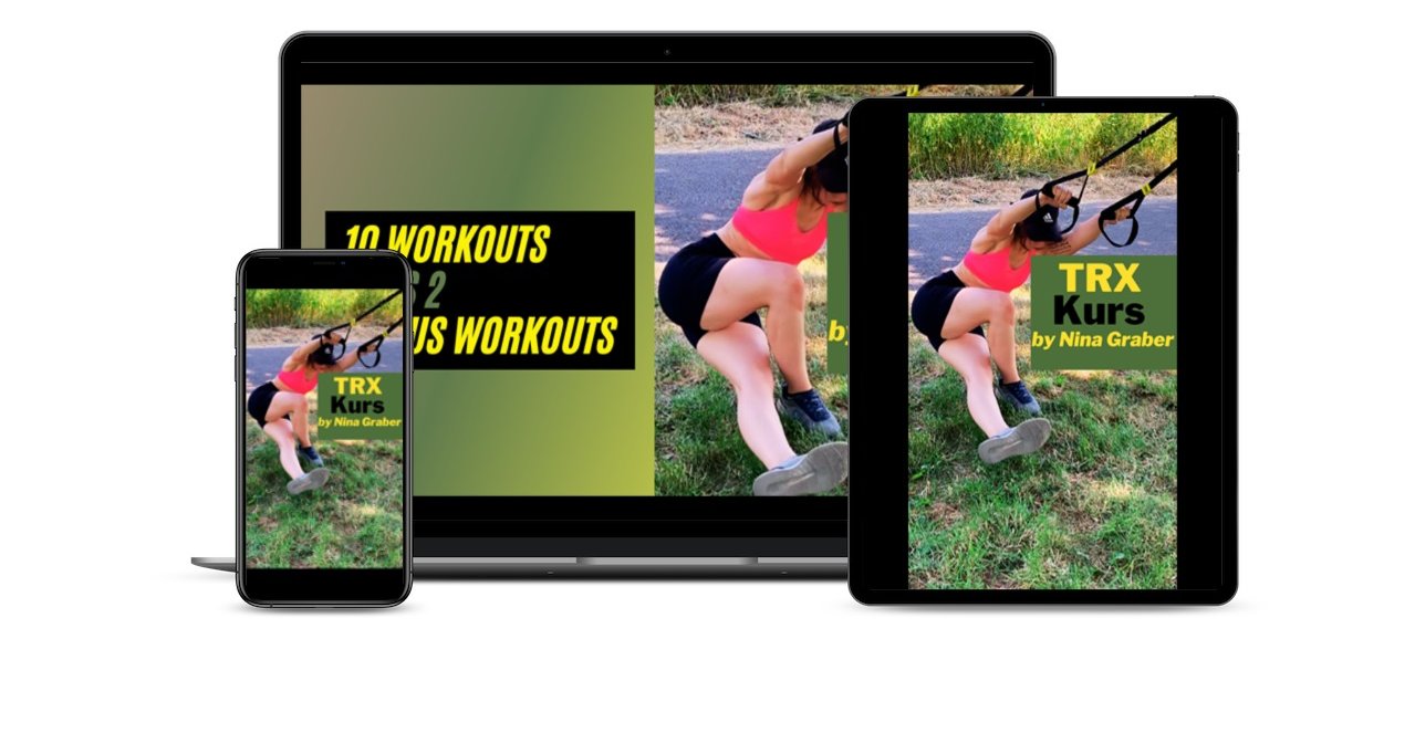 TRX Kurs Produktmockup mit 10 Workouts und 2 Bonus Workouts
