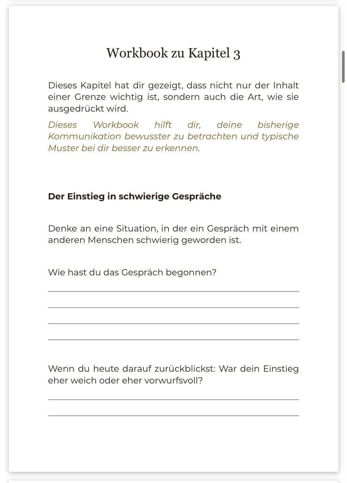 Workbook-Seite zum E-Book Übergriffigkeit erkennen und sicher reagieren