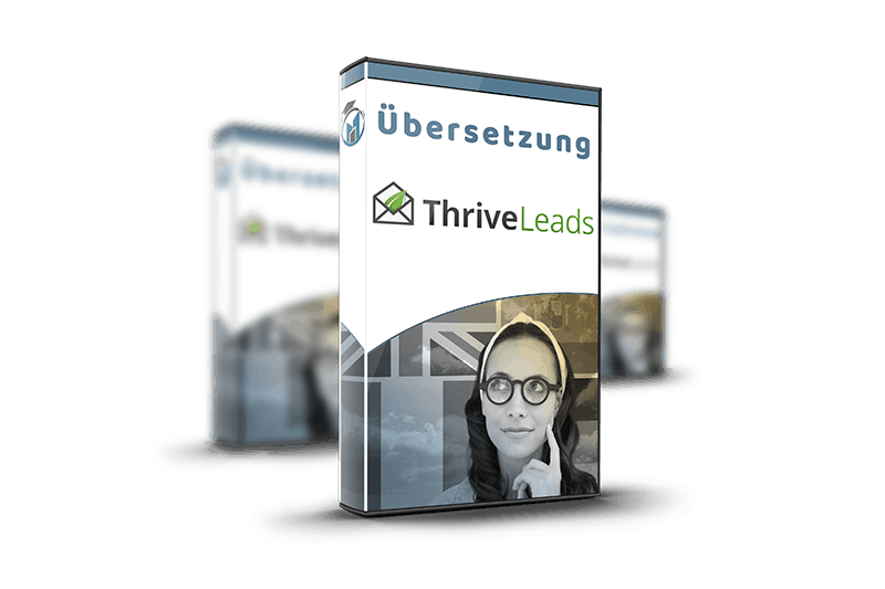 Thrive Leads Übersetzung – Software-Box mit Thrive-Leads-Logo und Frauenporträt