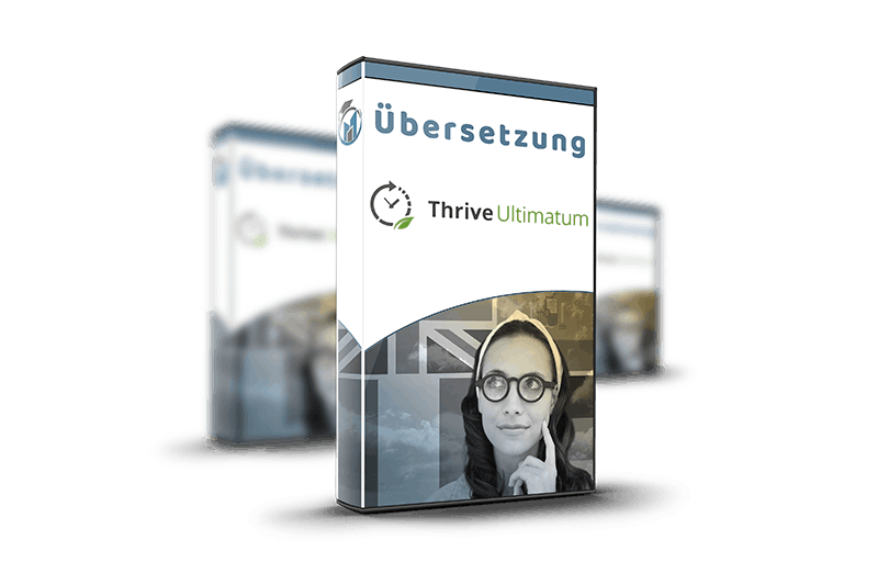 Thrive Ultimatum Übersetzung – Software-Box mit Thrive-Ultimatum-Logo und Frauenporträt