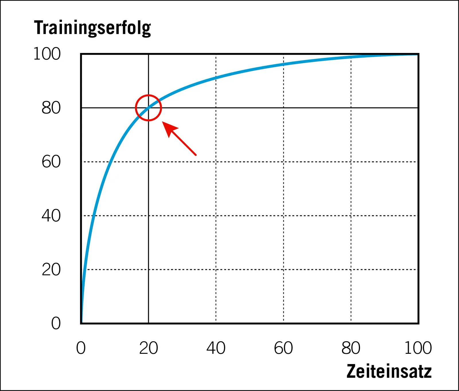 Trainingserfolg-Grafik mit Kurve – Effizienzprinzip