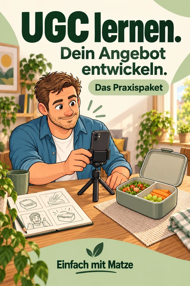 Cover des UGC Praxispakets mit Titel und Matze-Illustration